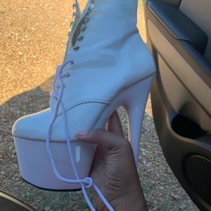 White Platform Lace Up dance shoes